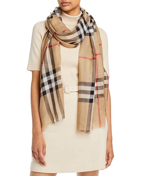 Burberry Giant Check Print Wool & Silk Scarf 